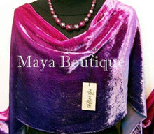 Silk Velvet Shawl Scarf Wrap Hand Dyed & Signed by Maya Matazaro Purple Magenta