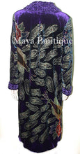 Opera Coat Duster Silk Velvet Purple Peacock Long Lined 1X-2X Maya Matazaro