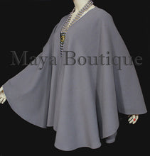 Gray Cape Ruana Wrap Coat Wool Cashmere Blend by Maya Cape Ruana USA Made