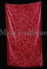 Maya Matazaro True Red Camellia Shawl Wrap Scarf Burnout Velvet Elegant!