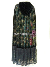 Cloak Opera Cape Peacock Victorian Style Beaded Velvet Lace Lined Black Maya