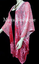 Maya Matazaro Coral Ombre Camellia Burnout Velvet Caftan Kimono Jacket Hand Dyed