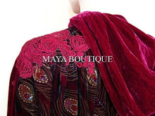 Cloak Opera Cape Peacock Victorian Rep Long Beaded Velvet Lace Lined Deep Red