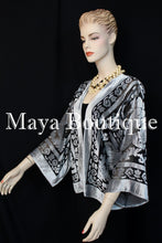 Maya Matazaro Silver Gray Jacket Kimono Burnout Velvet Short No Fringe