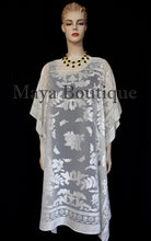 Burnout Velvet Caftan Dress Duster Kimono Ivory No Fringes Maya Matazaro USA