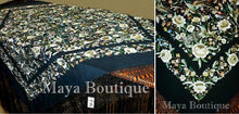 Hand Embroidered Flamenco Silk Piano Shawl Floral Birds Butterfly Huge 90" Maya