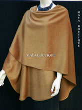 Cinnamon Cape Ruana Wrap Coat Wool Cashmere Mink Blend Maya Matazaro Made in USA