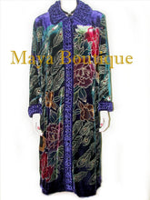 Opera Coat Duster Silk Velvet Purple Braded Collar Wearable Art 2X / 3X Maya