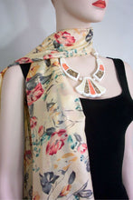 Silk Scarf Wrap Sash Pastel Floral Banana + Gift Box Maya Matazaro