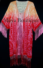 Raspberry Peach Burnout Velvet Kimono Jacket Hand Dyed Maya Matazaro USA Made
