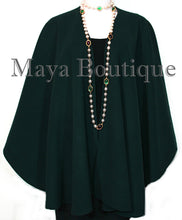 Forest Green Cape Ruana Wrap Coat Cashmere Wool Blend Maya Matazaro USA Made