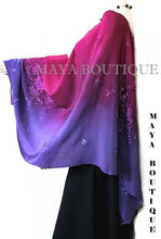 Embroidered Silk Wrap Shawl Scarf Hand Dyed Magenta Purple Maya Matazaro