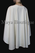 Maya Matazaro Ivory Cashmere Cape Ruana Wrap Coat Made in USA