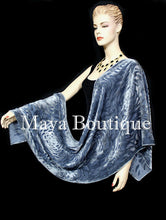Dusk Gray Camellia Shawl Wrap Scarf Burnout Velvet Maya Matazaro Hand Dyed USA