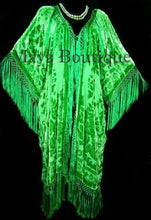 Apple Green  Kimono Duster Fringe Jacket Silk Burnout Velvet Maya Matazaro Plus