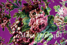 Piano Shawl Scarf Wrap Fuchsia Victorian Rose Silk Burnout Velvet Beaded Fringes