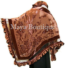 Copper Shawl Scarf Wrap Silk Burnout Velvet Triangle Ruffles Maya Matazaro