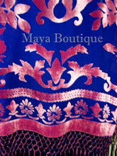 Rose & Blue Fringe Jacket Burnout Velvet Short Kimono Maya Matazaro