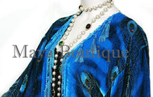 Silk Velvet Jacket Kimono Short Beaded Peacock Turquoise Maya Jacket