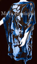 Caftan Dress Kimono Silk Burnout Velvet Blue Black Hand Dyed Maya Matazaro