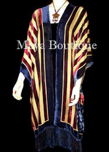 USA Flag Caftan Kimono Duster Silk Burnout Velvet Maya Matazaro Made In USA