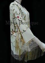 Silk Embroidered Fringe Jacket Kimono Flapper Coat Vanilla Maya Embroidery Coat