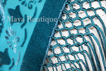 Teal Turquoise Silk Burnout Velvet Poncho Kimono Top Shawl Maya Matazaro