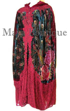 Cloak Opera Cape Peacock Victorian Rep Long Beaded Velvet Lace Lined Deep Red
