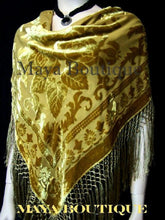 Silk Piano Shawl Wrap Scarf Burnout Velvet Antique Gold Hand Dyed Maya Matazaro