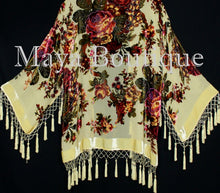 Victorian Rose Jacket Short Kimono Beaded Silk Velvet Vanilla Maya Matazaro