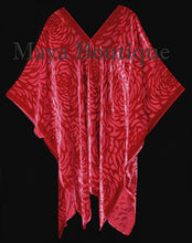 Maya Matazaro True Red Camellia Burnout Velvet Caftan Kimono Jacket USA Made