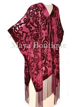 Burnout Velvet Dark Red Caftan Kimono Art Nouveau Made in USA By Maya Matazaro
