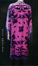 Fringe Jacket Kimono Burnout Velvet Silk Magenta & Purple Maya Matazaro