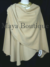 Taupe Cape Ruana Wrap Coat Cashmere Wool Blend by Maya Boutique Made in USA
