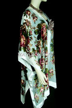 Caftan Kimono Duster Silk Burnout Velvet White Multi Gypsy Rose Maya Matazaro