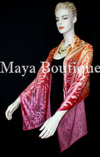 Maya Matazaro Hand Dyed Magenta Orange Camellia Shawl Wrap Scarf Burnout Velvet