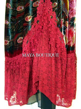 Cloak Opera Cape Peacock Victorian Rep Long Beaded Velvet Lace Lined Deep Red