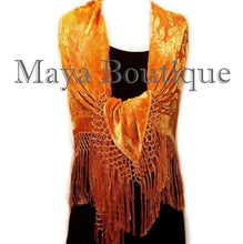 Orange Piano Shawl Wrap Scarf Silk Burnout Velvet Hand Dyed Maya Matazaro