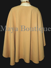 Gold Cape Ruana Wrap Coat Cashmere Wool Blend by Maya Boutique Made in USA