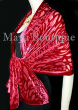 Maya Matazaro True Red Camellia Shawl Wrap Scarf Burnout Velvet Elegant!