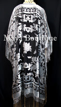 Silver Gray Caftan Duster Fringe Jacket Kimono Burnout Velvet Maya Matazaro