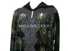 Cloak Opera Cape Peacock Victorian Style Beaded Velvet Lace Lined Black Maya