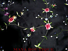 Silk Kimono Duster Coat Kimono All Embroidered & Lined Black Maya Matazaro