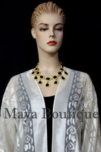 Ivory Long Kimono Jacket Burnout Velvet No Fringe Maya Matazaro