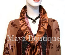 Copper Shawl Scarf Wrap Silk Burnout Velvet Triangle Ruffles Maya Matazaro