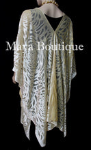 Maya Matazaro Vanilla Camellia Burnout Velvet Caftan Kimono Jacket Duster