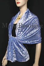 Maya Matazaro Serenity Blue Camellia Shawl Wrap Scarf Burnout Velvet Elegant!