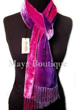 Silk Velvet Shawl Scarf Wrap Hand Dyed & Signed by Maya Matazaro Purple Magenta