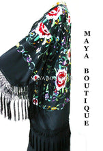 Embroidered Silk Fringe Jacket Flamenco Kimono BLACK MULTI Short Maya Boutique