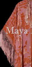 Papaya Orange Fringe Jacket Kimono Duster Silk Burnout Velvet Maya Matazaro Plus